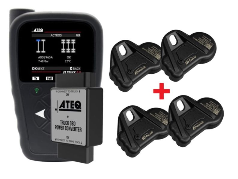 Programator TPMS zestaw, w zestawie:: 4 czujniki bhsens truck uvs02hd-hybrid, model: VT TRUCK 2.0, adaptacja OBD: tak, liczba: 1szt., ATEQ